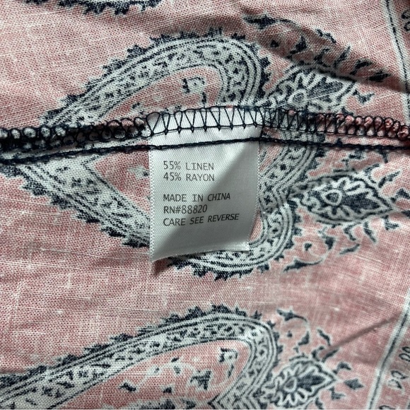 C & C California Linen Blend Oversize Balloon Sleeve Paisley Blouse Women's S - Picture 8 of 8